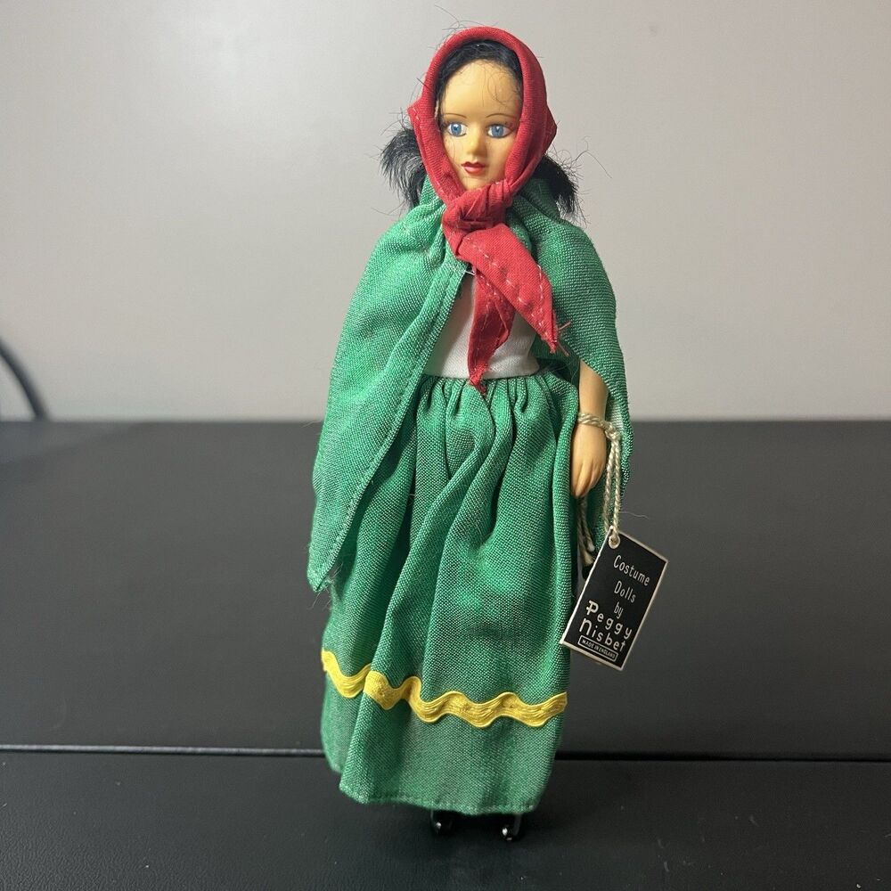 Peggy Nisbet Ireland Doll BR/302 Green Dress Red Scarf Costume Doll England